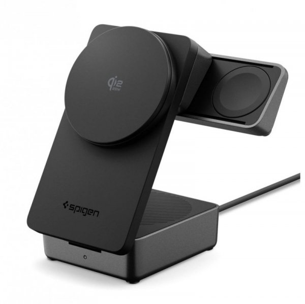Ładowarka Indukcyjna Spigen 3w1 MagSafe 25W Qi2 do iPhone/Watch/AirPods – Czarna