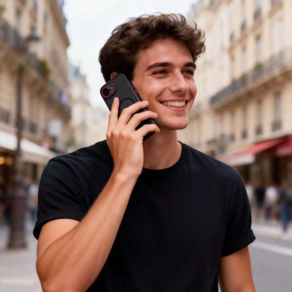 Etui Tech-Protect MagCam MagSafe do iPhone 16e / 17e Matte Black/Red