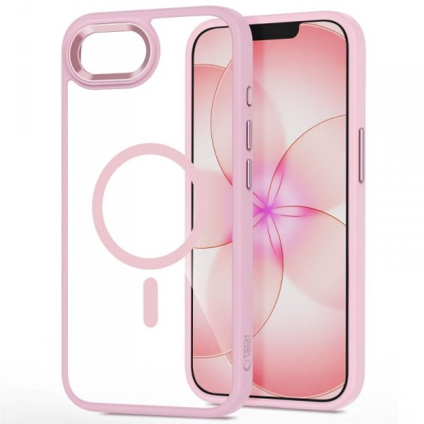 Etui Tech-Protect MagMat MagSafe do iPhone 16e / iPhone 17e Soft Pink/Clear