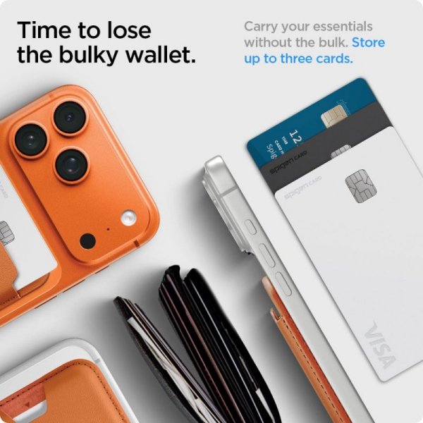 Magnetyczny portfel Spigen Valentinus MagSafe Universal – metaliczny pomarańczowy (metallic orange)