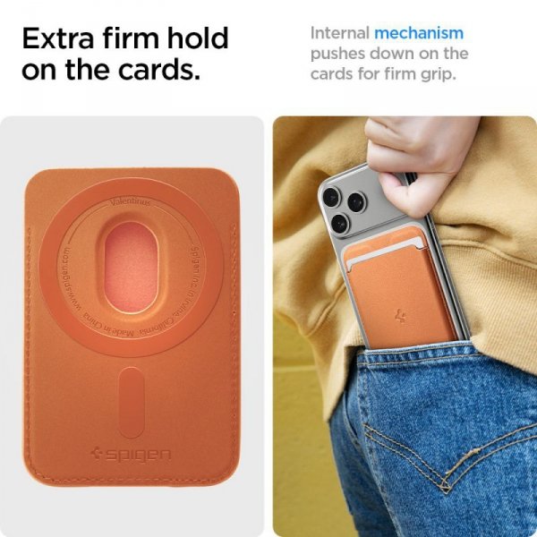 Magnetyczny portfel Spigen Valentinus MagSafe Universal – metaliczny pomarańczowy (metallic orange)