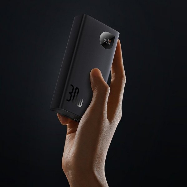 Baseus Adaman2 powerbank z wyświetlaczem cyfrowym 10000mAh 30W 2 x USB / 1x USB Typ C Overseas Edition PD QC SCP czarny (PPAD040