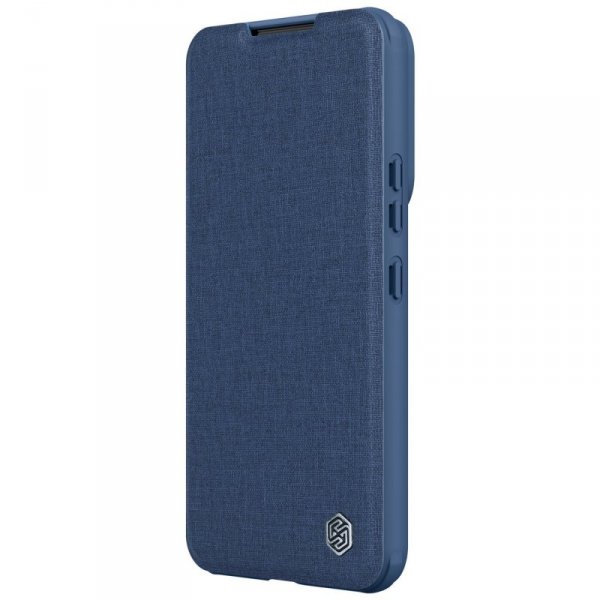 Nillkin Qin Cloth Pro Case etui do Samsung Galaxy S22+ (S22 Plus) osłona na aparat kabura pokrowiec obudowa z klapką niebieski