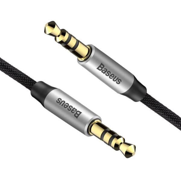 Baseus Yiven M30 kabel audio stereo AUX 3,5 mm męski mini jack 1,5m srebrno-czarny (CAM30-CS1)
