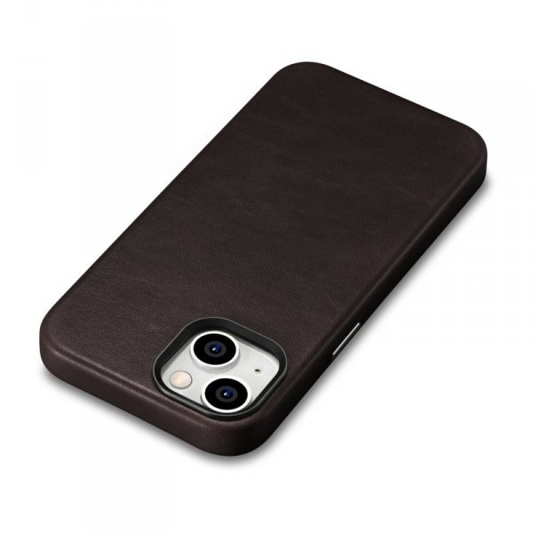 iCarer Oil Wax Premium Leather Case skórzane etui iPhone 14 magnetyczne z MagSafe brązowy (WMI14220701-BN)