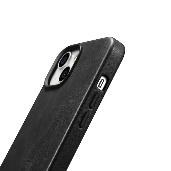 iCarer Oil Wax Premium Leather Case skórzane etui iPhone 14 Plus magnetyczne z MagSafe czarny (WMI14220703-BK)