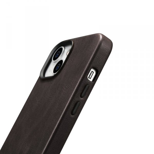 iCarer Oil Wax Premium Leather Case skórzane etui iPhone 14 Plus magnetyczne z MagSafe brązowy (WMI14220703-BN)