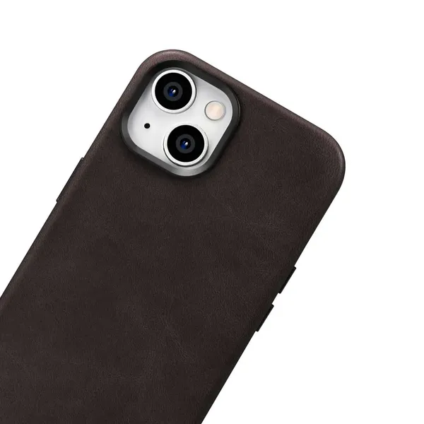 iCarer Oil Wax Premium Leather Case skórzane etui iPhone 14 Plus magnetyczne z MagSafe brązowy (WMI14220703-BN)