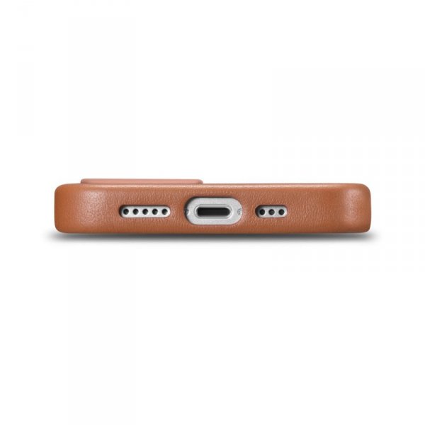 iCarer Case Leather pokrowiec etui z naturalnej skóry do iPhone 14 brązowy (WMI14220705-BN) (kompatybilne z MagSafe)