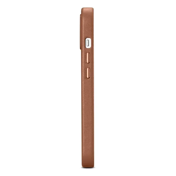 iCarer Case Leather pokrowiec etui z naturalnej skóry do iPhone 14 brązowy (WMI14220705-BN) (kompatybilne z MagSafe)