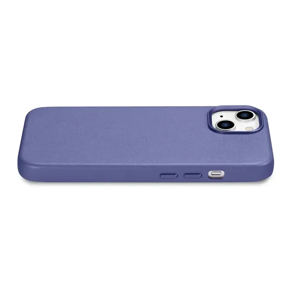 iCarer Case Leather pokrowiec etui z naturalnej skóry do iPhone 14 jasnofioletowy (WMI14220705-LP) (kompatybilne z MagSafe)