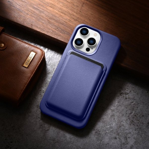 iCarer Case Leather pokrowiec etui z naturalnej skóry do iPhone 14 Pro Max jasnofioletowy (WMI14220708-LP) (kompatybilne z MagSa