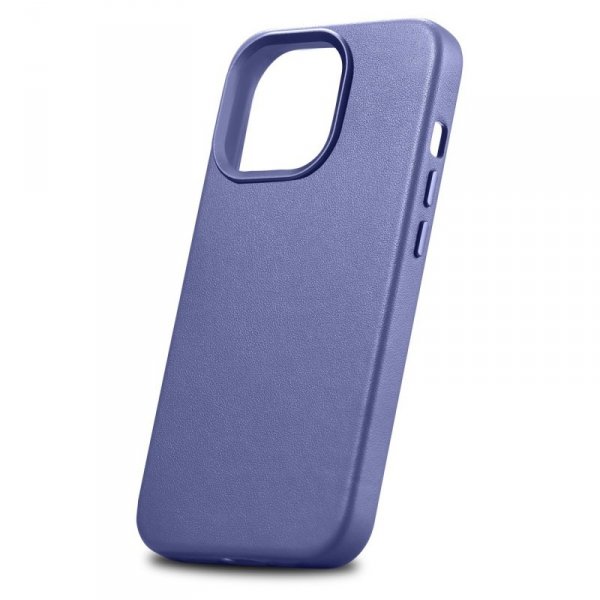 iCarer Case Leather pokrowiec etui z naturalnej skóry do iPhone 14 Pro Max jasnofioletowy (WMI14220708-LP) (kompatybilne z MagSa