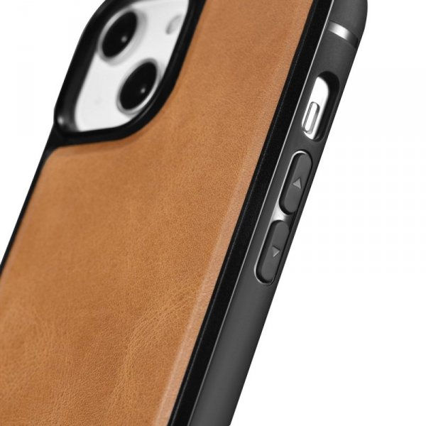 iCarer Leather Oil Wax etui pokryte naturalną skórą do iPhone 14 brązowy (WMI14220717-TN)