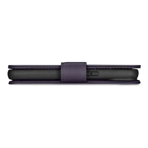iCarer Wallet Case 2in1 etui iPhone 14 Pro Max skórzany pokrowiec z klapką Anti-RFID ciemnofioletowy (WMI14220728-DP)