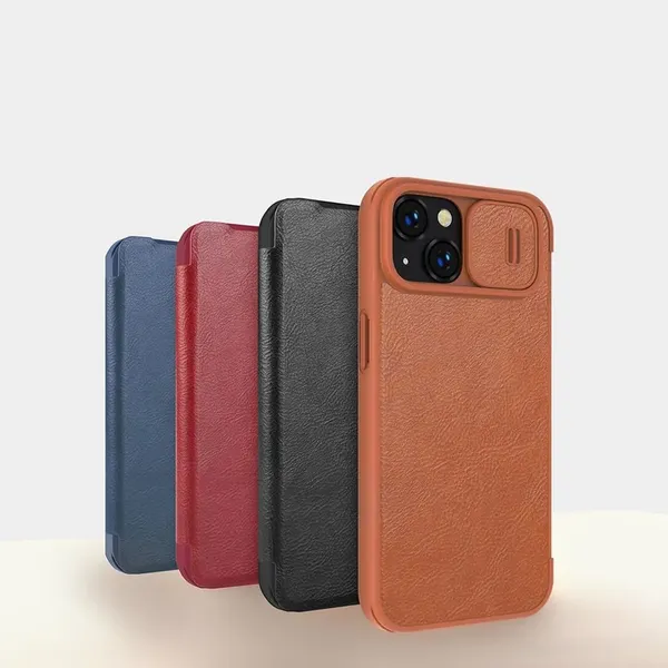 Nillkin Qin Leather Pro Case etui iPhone 14 Plus osłona na aparat kabura pokrowiec obudowa z klapką czarny