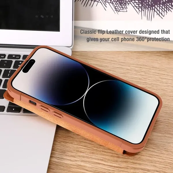Nillkin Qin Leather Pro Case etui iPhone 14 Pro Max osłona na aparat kabura pokrowiec obudowa z klapką czarny