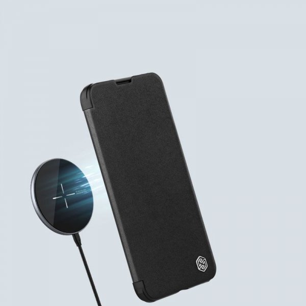 Nillkin Qin Leather Pro Case etui iPhone 14 Pro Max osłona na aparat kabura pokrowiec obudowa z klapką zielony