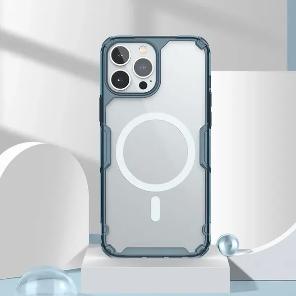 Nillkin Nature Pro Magnetic Case etui iPhone 14 Pro Max magnetyczny pokrowiec MagSafe niebieski