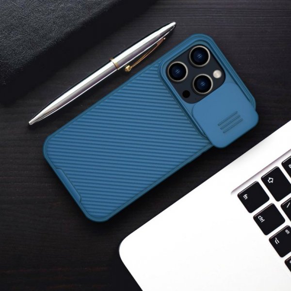 Nillkin CamShield Pro Magnetic Case etui iPhone 14 Pro Max pokrowiec osłona na aparat kamerę niebieski (z MagSafe)