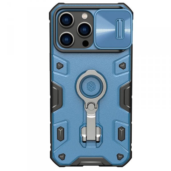 Nillkin CamShield Armor Pro Case etui iPhone 14 Pro Max pancerny pokrowiec z osłoną na aparat ring podstawka niebieskie