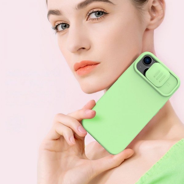 Nillkin CamShield Magnetic Silicone Case etui iPhone 14 Plus magnetyczny MagSafe pokrowiec z osłoną na aparat niebieski