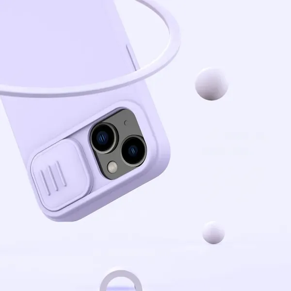 Nillkin CamShield Silky Silicone Case etui iPhone 14 pokrowiec z osłoną na aparat niebieski