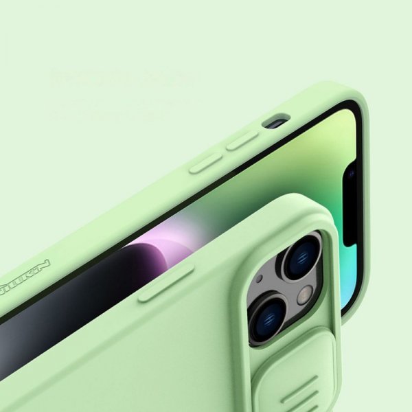 Nillkin CamShield Silky Silicone Case etui iPhone 14 pokrowiec z osłoną na aparat niebieski