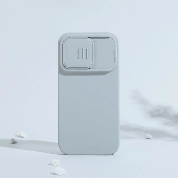 Nillkin CamShield Silky Silicone Case etui iPhone 14 Pro pokrowiec z osłoną na aparat niebieski