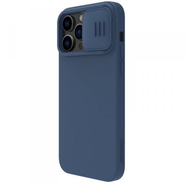 Nillkin CamShield Silky Silicone Case etui iPhone 14 Pro pokrowiec z osłoną na aparat niebieski