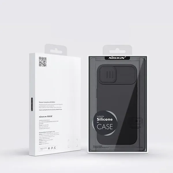 Nillkin CamShield Silky Silicone Case etui iPhone 14 Plus pokrowiec z osłoną na aparat czarny