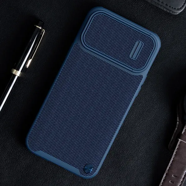 Nillkin Textured S Case etui iPhone 14 Pro Max pancerny pokrowiec z osłoną na aparat ciemnozielone