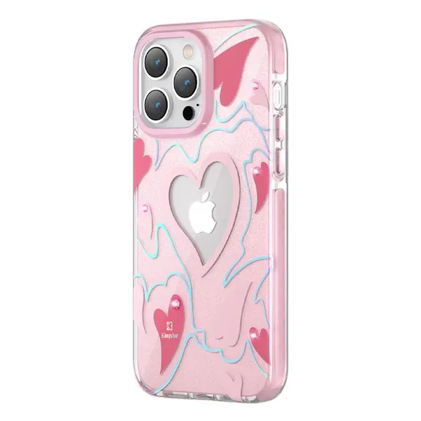 Kingxbar Heart Star Series etui iPhone 14 Pro Max etui w gwiazdki pink heart