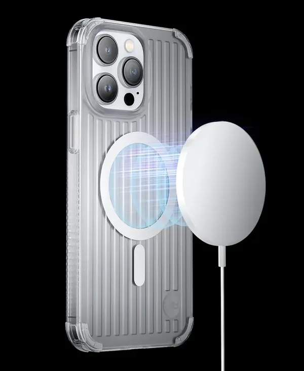 Kingxbar PQY Go Out Series magnetyczne etui iPhone 14 Pro MagSafe srebrne