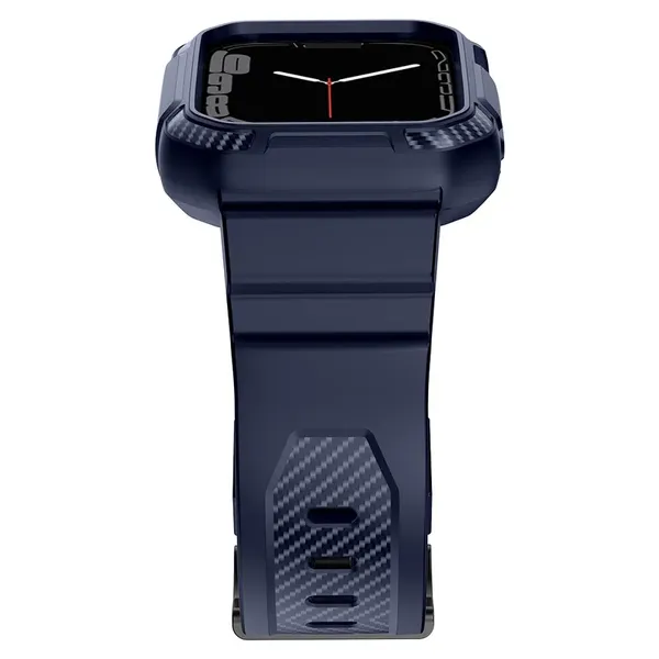 Kingxbar CYF106 2w1 pancerne etui Apple Watch SE, 9, 8, 7, 6, 5, 4, 3, 2, 1 (41, 40, 38 mm) z paskiem niebieskie