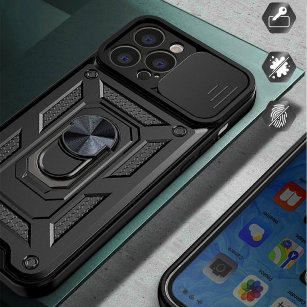 Hybrid Armor Camshield etui iPhone 14 Pro pancerny pokrowiec z osłoną na aparat czarne