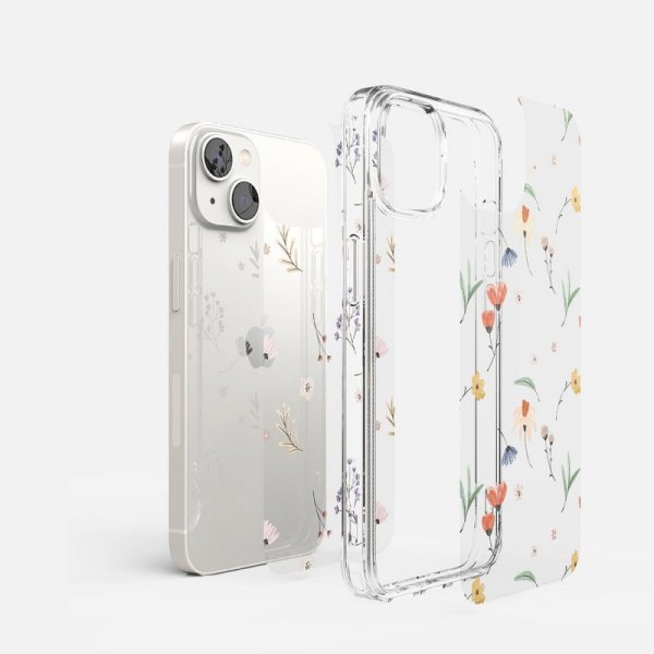 Ringke Fusion Design pancerne etui pokrowiec z żelową ramką iPhone 14 Plus przezroczysty (Dry flowers) (FD637E30)