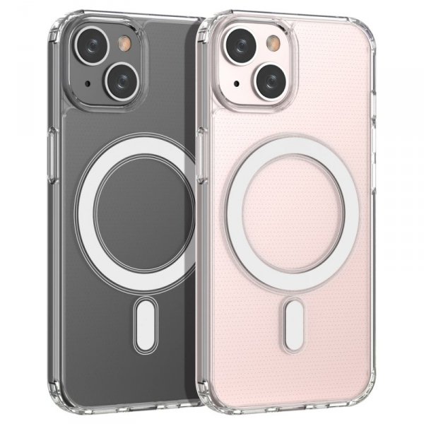 Etui magnetyczne Clear Magnetic Case z MagSafe do iPhone 14  ze srebrnym ringiem - przezroczyste