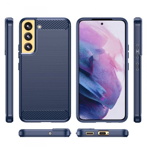 Carbon Case etui Samsung Galaxy S23+ elastyczny silikonowy karbonowy pokrowiec niebieskie