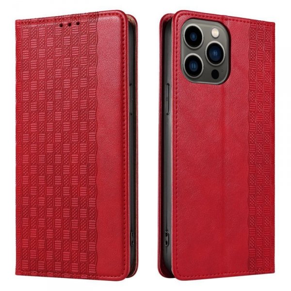 Magnet Strap Case etui Samsung Galaxy S23 pokrowiec z klapką portfel mini smycz podstawka czerwone
