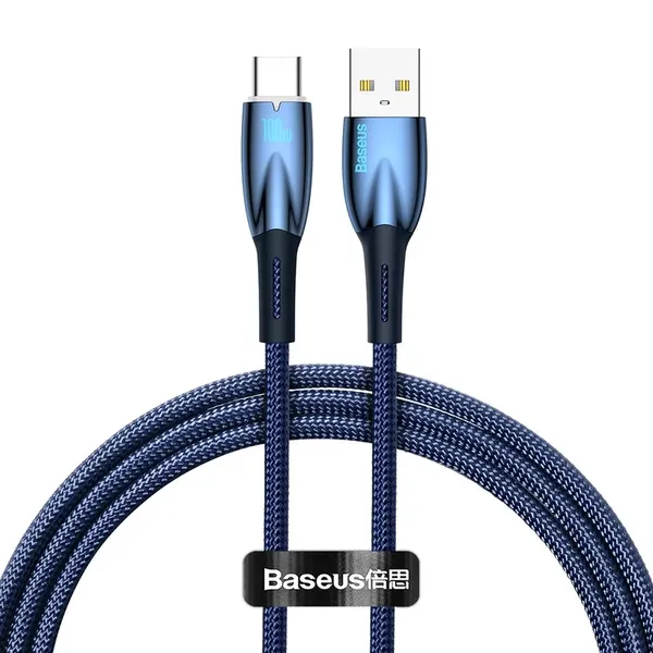 Baseus Glimmer Series kabel do szybkiego ładowania USB-A - USB-C 100W 480Mb/s 1m niebieski