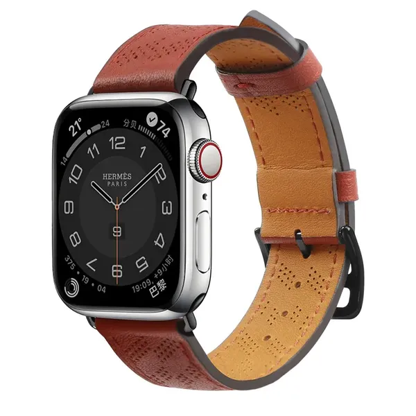 Strap Leather skórzany pasek Apple Watch SE, 9, 8, 7, 6, 5, 4, 3, 2, 1 (41, 40, 38 mm) opaska bransoleta czerwony