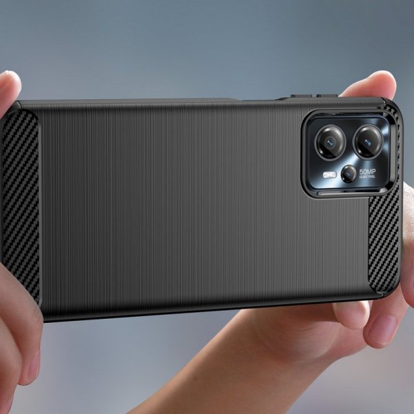 Carbon Case etui do Motorola Moto G53 / G13 elastyczny silikonowy karbonowy pokrowiec czarne