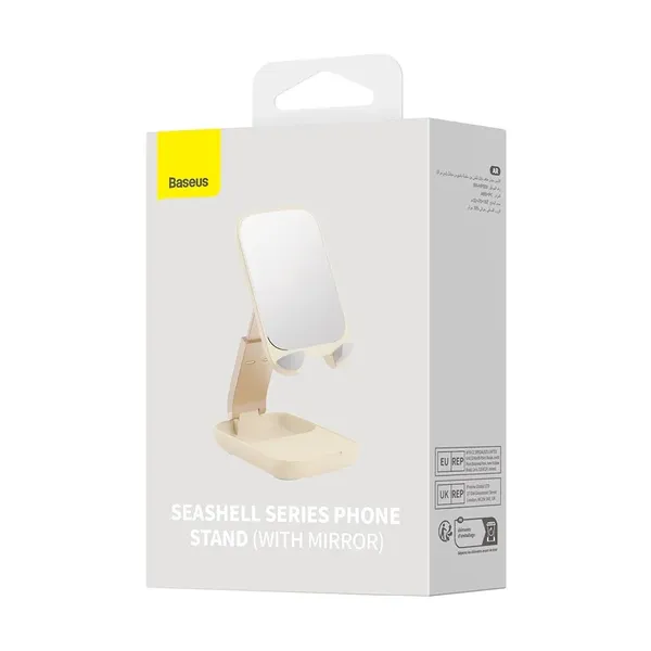 Regulowany stojak na telefon z lusterkiem Baseus Seashell Series - beżowy