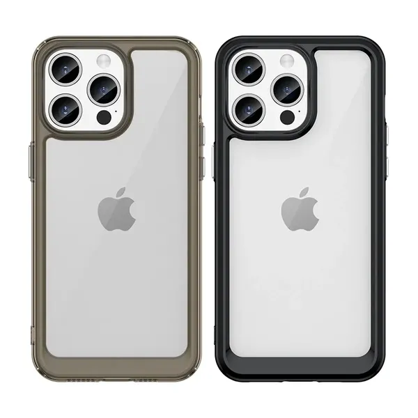 Wzmocnione etui z elastyczną ramką do iPhone 15 Pro Max Outer Space - czerwone
