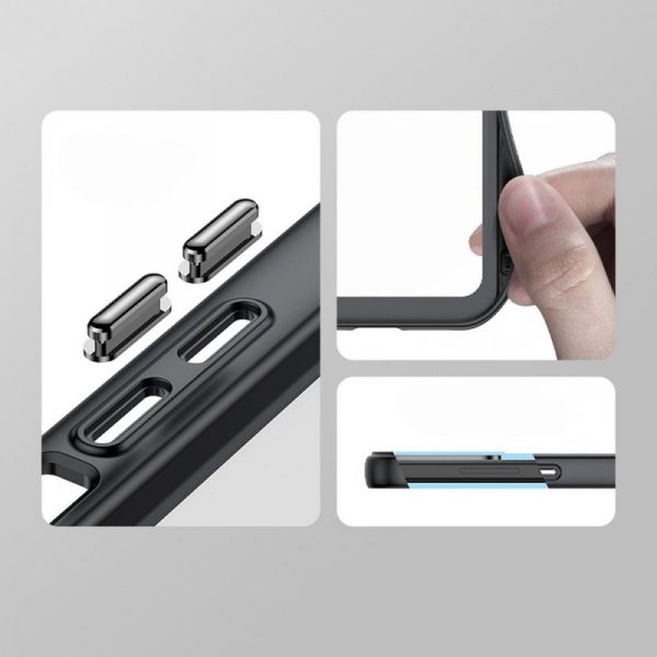 Wzmocnione etui z elastyczną ramką do iPhone 15 Pro Outer Space - czerwone