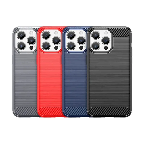 Elastyczne etui wzór karbon do iPhone 15 Pro Max Carbon Case - niebieskie