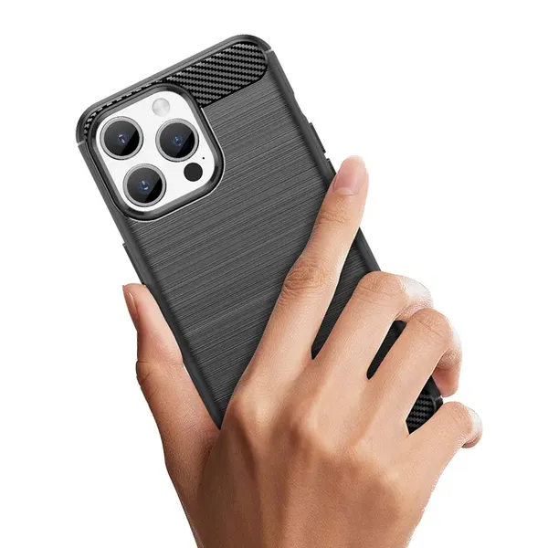 Elastyczne etui wzór karbon do iPhone 15 Pro Max Carbon Case - niebieskie