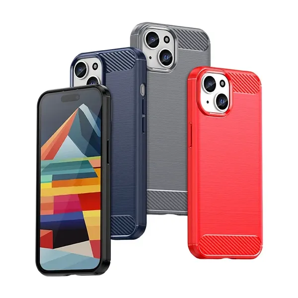 Elastyczne etui Carbon Case z wzorem karbon do iPhone 15 - niebieskie