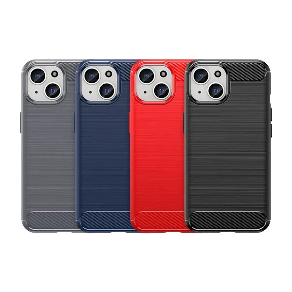 Elastyczne etui Carbon Case z wzorem karbon do iPhone 15 - niebieskie